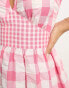 Influence cotton poplin mixed gingham midi dress in pink