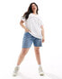 ONLY Curve boxy fit t-shirt with love print in white