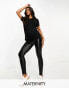 Threadbare Maternity faux leather seam detail leggings in black