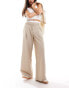 Pimkie tailored boxer trim straight leg trousers in beige