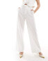 Mango tailored straight leg co-ord trousers in white