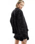 Mango oversized co-ord tweed bomber in black