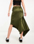 COLLUSION studios asymetric satin skirt co-ord in khaki