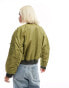 ONLY cropped high shine bomber jacket in khaki