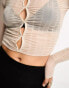 Cotton On texture button front crop top in stone