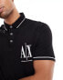 Armani Exchange chest logo polo in black with contrast tipping