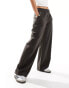 Weekday Drew mid waist slouchy trousers with front pleats in grey