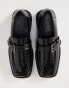 ASOS DESIGN chunky loafers in black faux croc with silver buckle