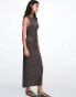 Pull&Bear twist shoulder sculpt maxi dress in dark aubergine