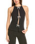 & Rouge Crystal Bow Halter Top Women's Black M