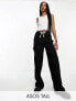 ASOS DESIGN Tall pull on trouser with contrast panel in black