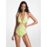 Michael Kors LIME Printed O-Ring Cutout One-Piece Swimsuit size 14 306496