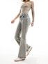 Monki Katsumi low rise flared leg jeans in beige tint