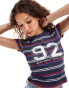 ASOS DESIGN baby tee with varsity number graphic in stripe