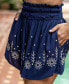 Women's Floral Embroidery Smocked Shorts