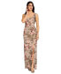 Women's Metallic Floral-Print Column Gown