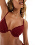 South Beach frilly crinkle underwire bikini top in pomegranate