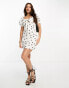 Influence Tall cotton tie front mini dress in polka dot