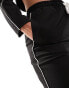 In The Style contrast drawstring waist wide leg side stripe trousers co-ord in black