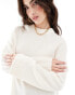 ASOS DESIGN crew neck oversized jumper with seam back detail in lambswool blend in cream