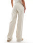 DTT Tall high waisted pinstripe trousers in light stone