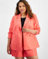 Trendy Plus Size Solid Linen Single-Breasted Woven Blazer, Created for Macy's