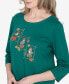 Petite Classics Birds with Hats Detailed Crew Neck Top