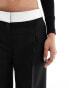 Miss Selfridge Petite fold over waistband trouser in black