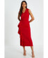 Women's Scuba Crepe Wrap Frill Midi Dress