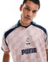 Puma Diamond Print Football jersey in pink and off white - exclusive to ASOS