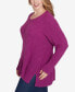 Plus Size Lets Rendez-Blue Solid Long Sleeve Sweater