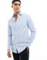 ASOS DESIGN slim smart shirt with cutaway collar in blue lightweight texture