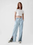 Wide-Leg Denim Pull-On Pants