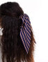 DesignB London hair bow scrunchie in blue stripe