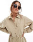 Mango oversized boilersuit in tan