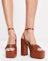 ASOS DESIGN Nixie ring detail platform high heeled sandals in tan