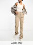 ASOS DESIGN Tall slim cargo with pockets in sand