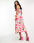 Forever New Petite slip midi dress in pink and red floral