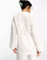 ASOS DESIGN relaxed broderie shirt with dipped hem in white