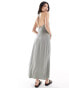 Stradivarius linen look cami maxi dress in washed khaki