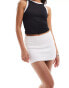 Bershka fold over waistband mini skirt in white