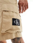 Calvin Klein Jeans badge cargo shorts in beige