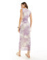 Vero Moda sleeveless mesh maxi dress in purple spray print