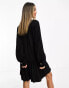 & Other Stories tiered hem mini shirt dress in black