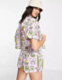 COLLUSION forever print cropped beach shirt co-ord in multi