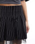 Reclaimed Vintage mini skirt with ruffle and bows in pinstripe