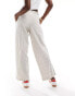 Vila linen touch pinstripe wide leg trousers in cream