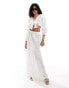 Esmee puff sleeve tie front beach top co-ord in off white