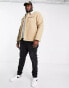 Threadbare Plus borg lined overshirt shacket in camel