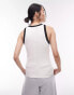 Topshop contrast rib slim vest in off white